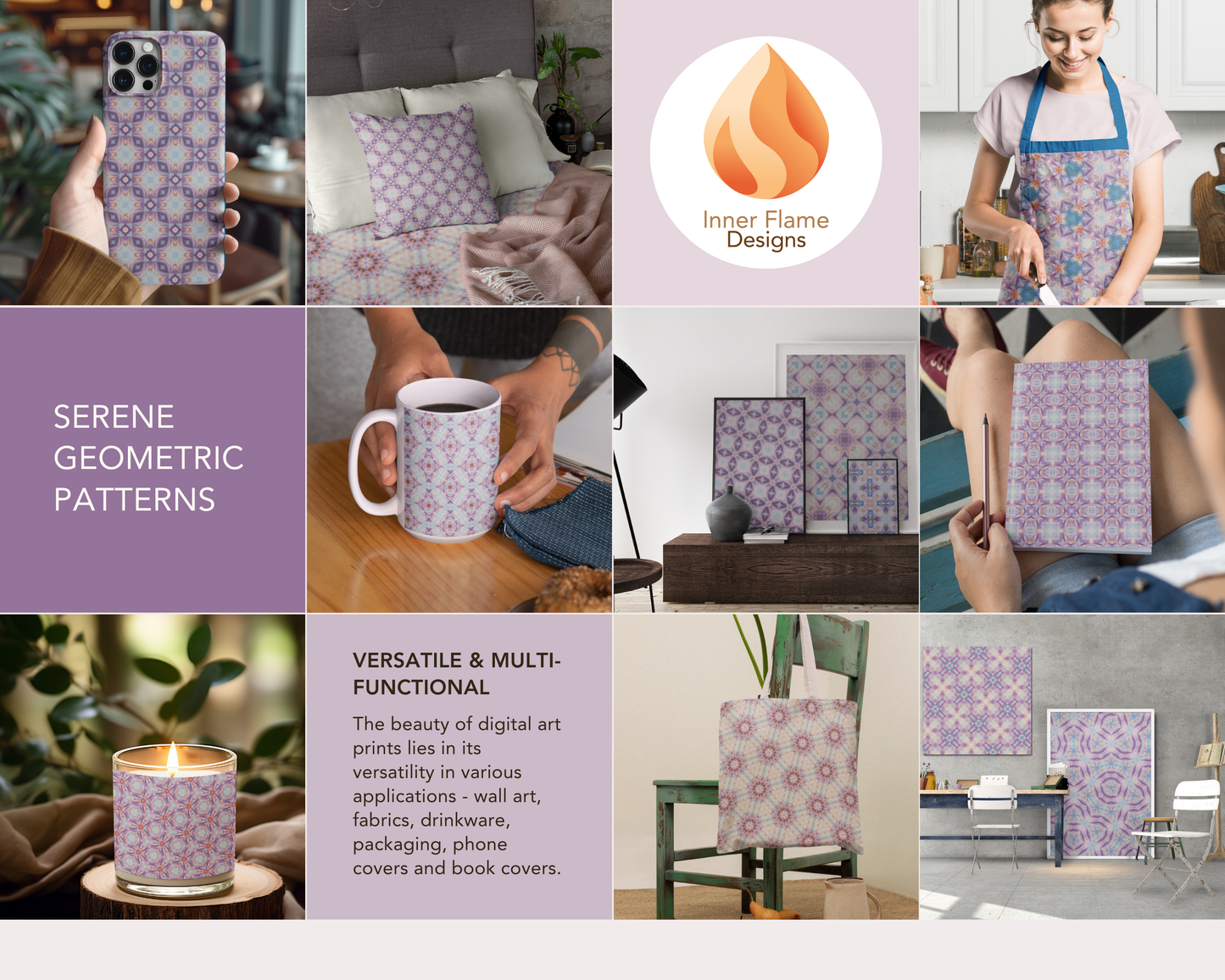 Serene Geometric Surface Patterns | Seamless Patterns for Wallpaper, Textiles, Packaging and Digital Designs
