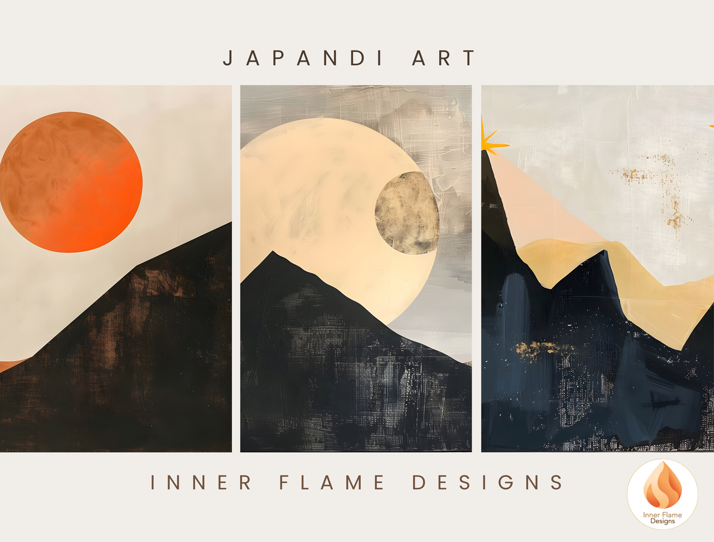 Ethereal Japandi Art for Modern Home Design | Triptych Artwork (Series 4)