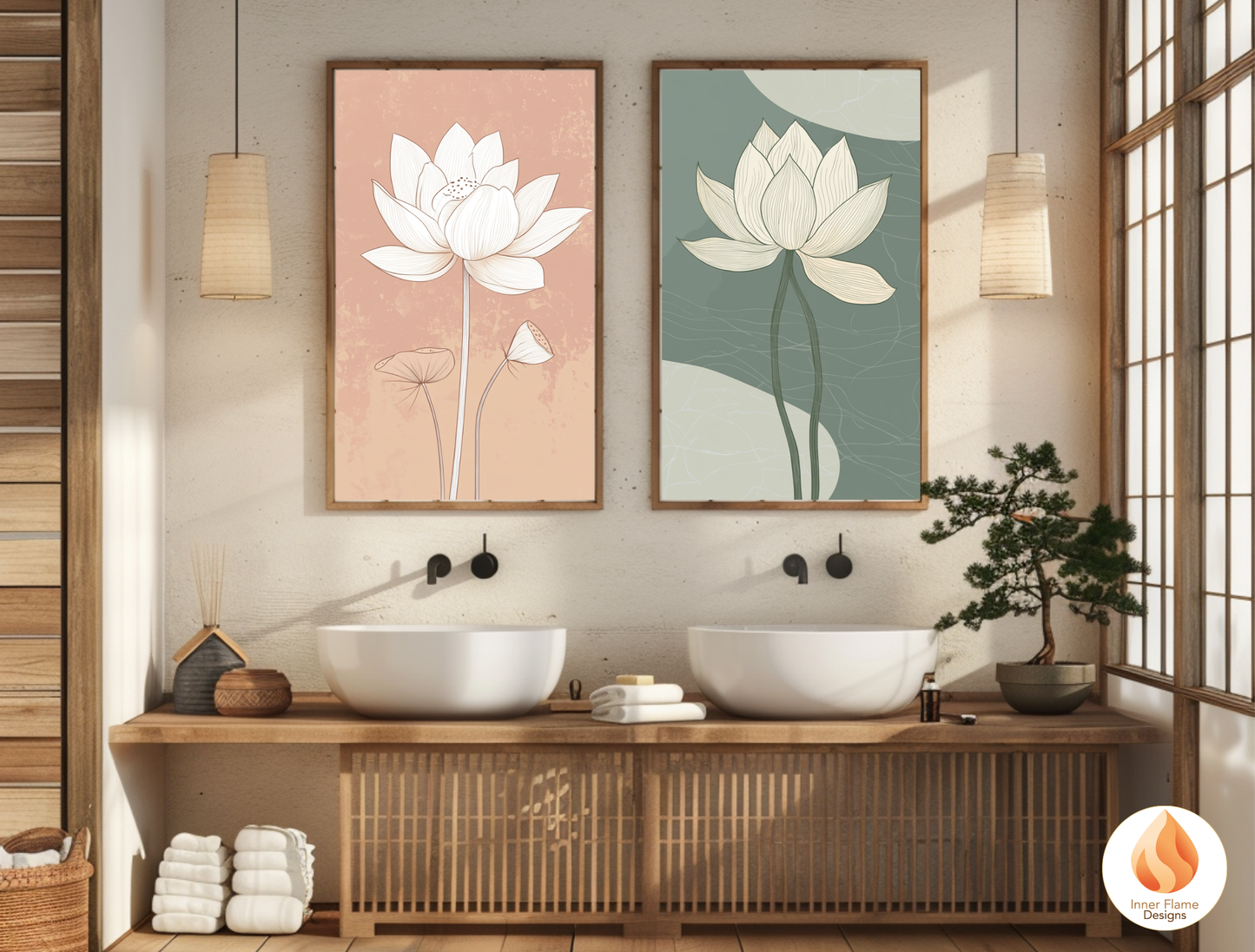 Subtle Japandi Art for Modern Home Design | Triptych Artwork (Series 3)