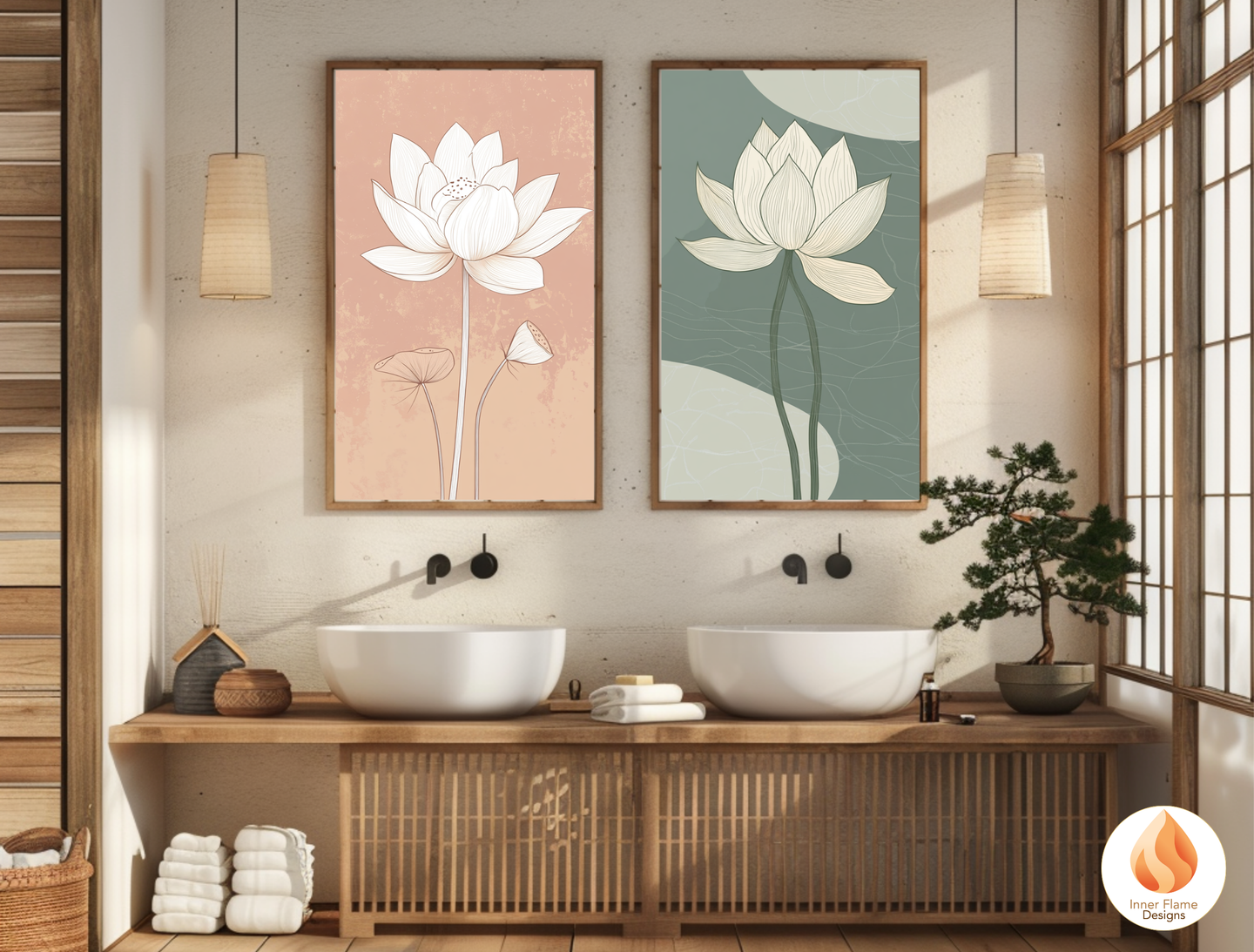 Subtle Japandi Art for Modern Home Design | Triptych Artwork (Series 3)