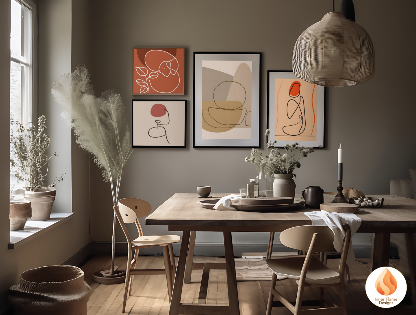 Eclectic Line Art for Modern Home Design | Triptych Artwork