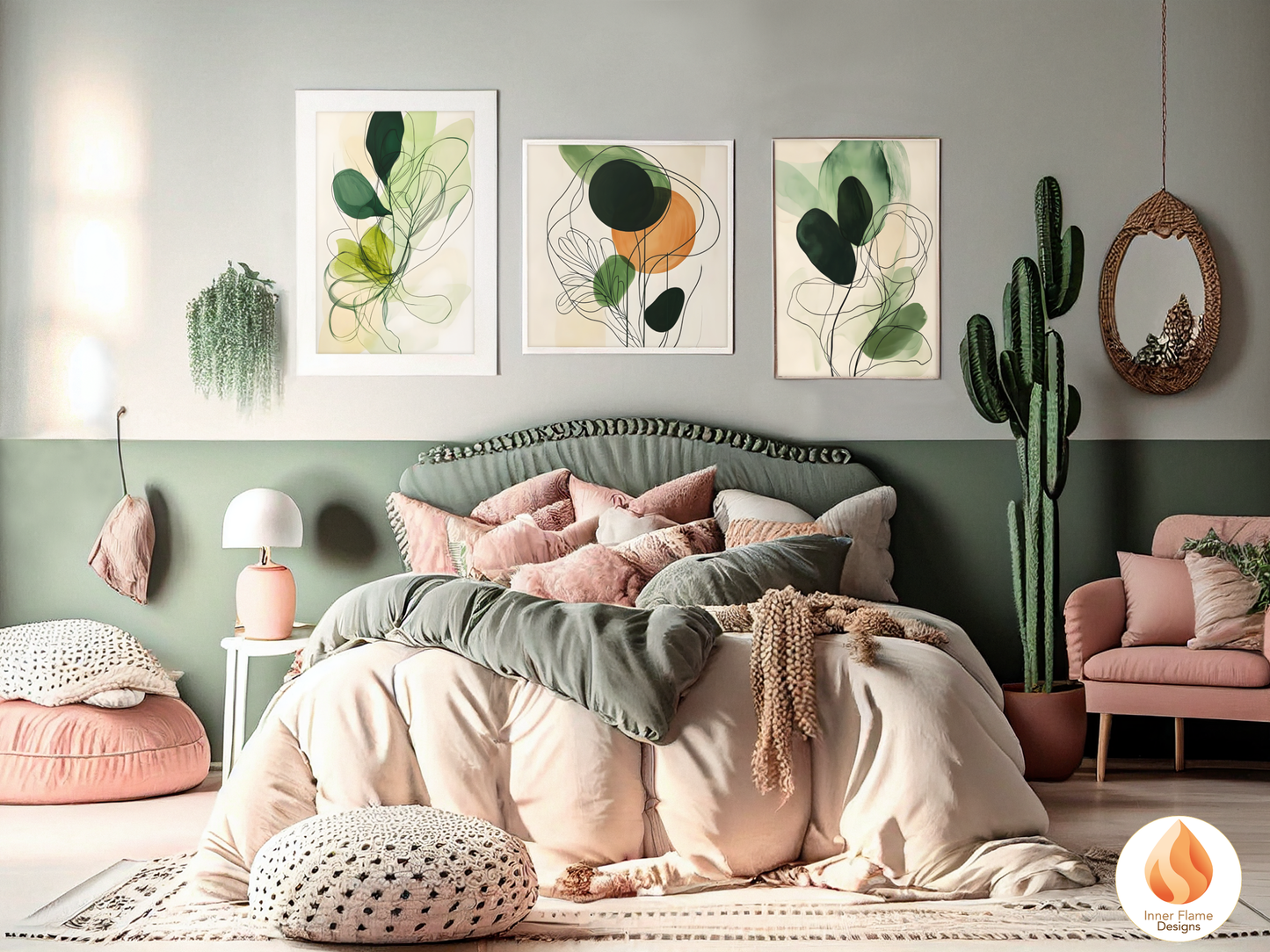 Fluid Line Art for Modern Home Design | Triptych Artwork