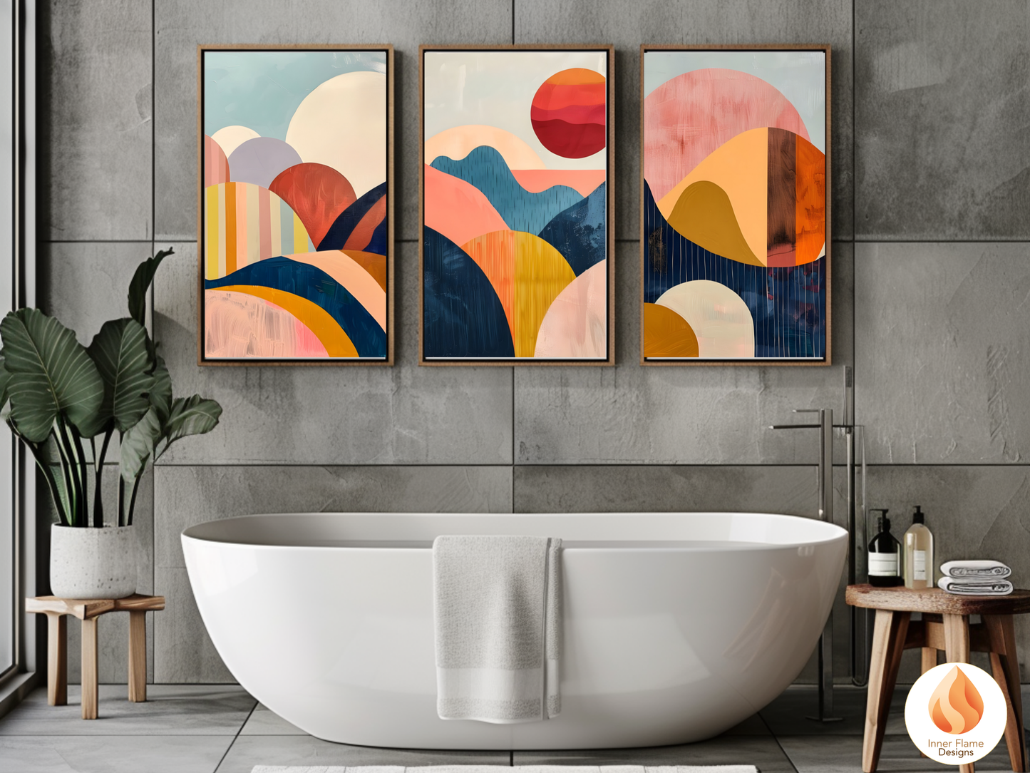 Eclectic Boho Wall Art Décor for Modern Home Design | Triptych Artwork (Series 5)