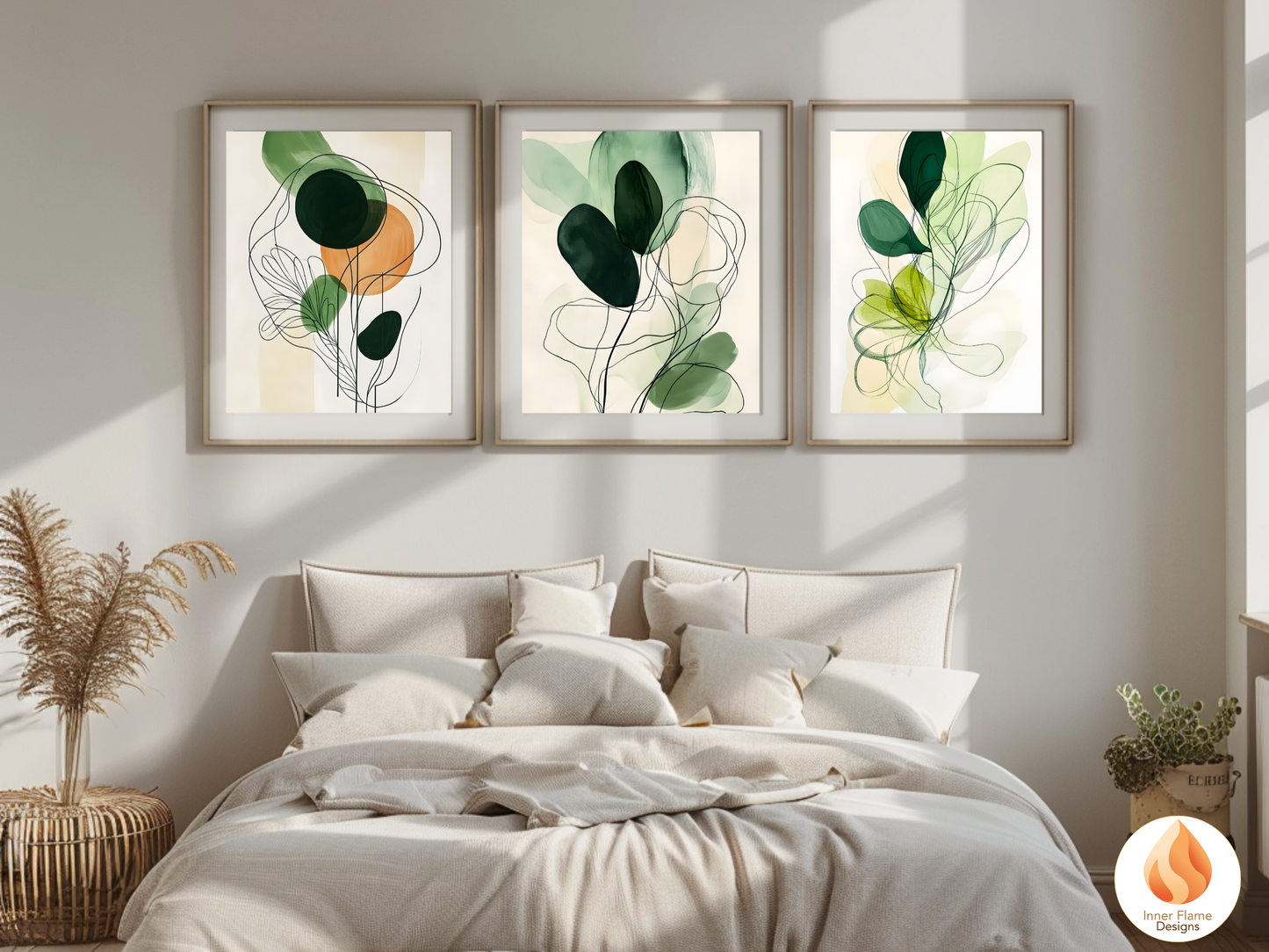 Fluid Line Art for Modern Home Design | Triptych Artwork