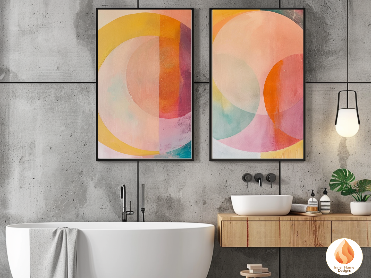 Joyful Geometric Artwork for Modern Home Design | Triptych Artwork