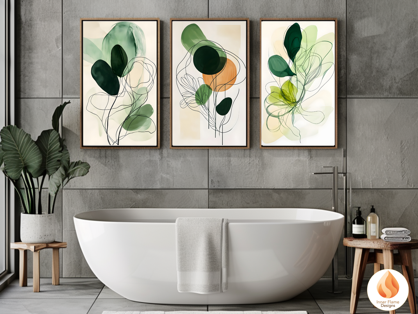 Fluid Line Art for Modern Home Design | Triptych Artwork