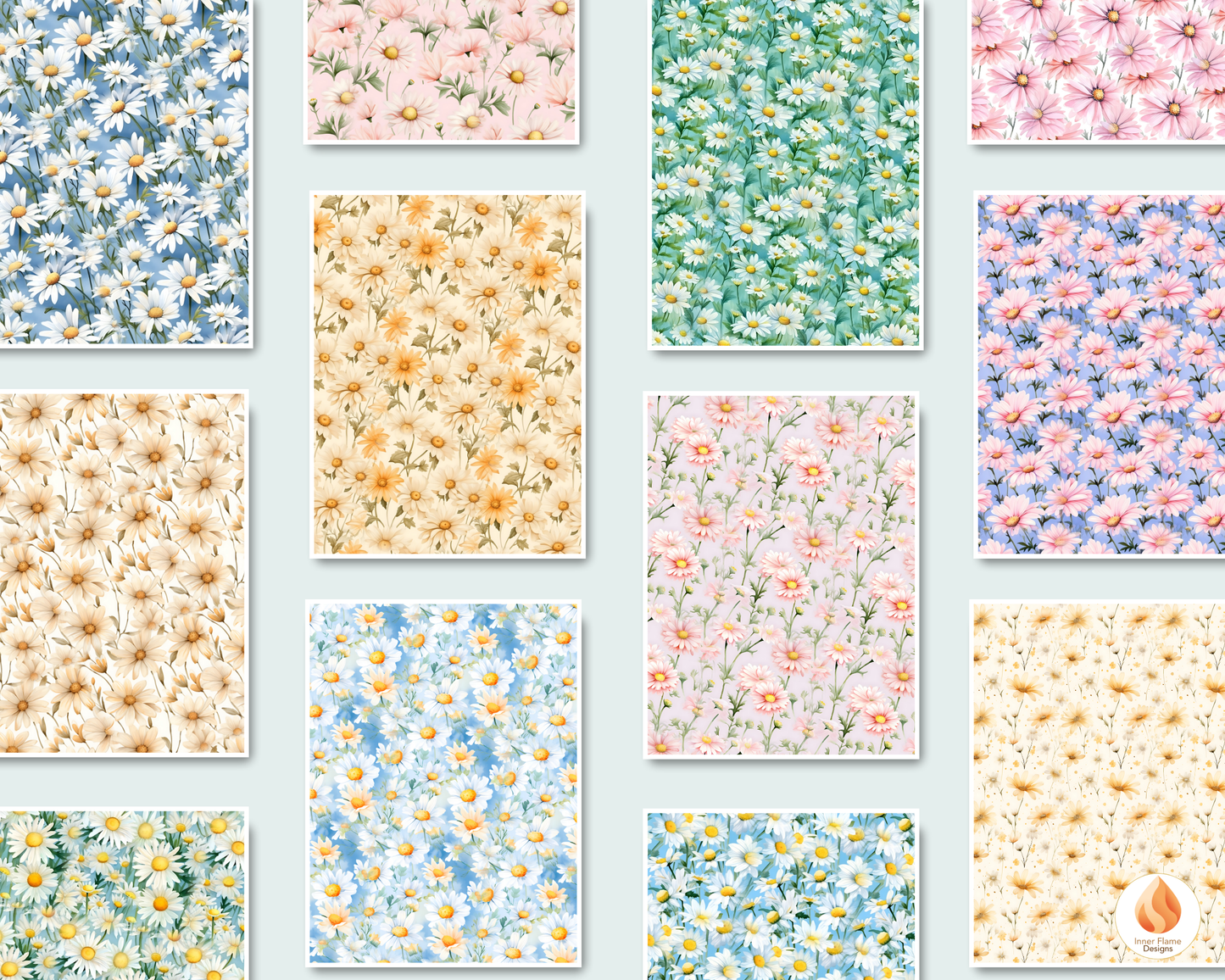 Watercolour Daisy Floral Surface Patterns | Seamless Patterns for Wallpaper, Textiles, Packaging and Digital Designs