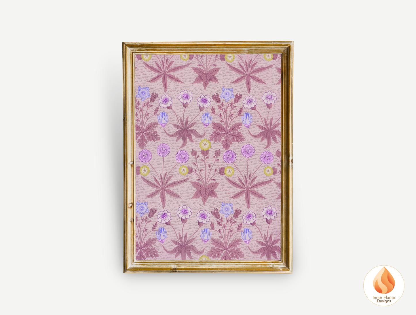 William Morris Inspired Designs - "Daisy" | Abstract Botanical Art for Modern Home Design | Triptych Artwork