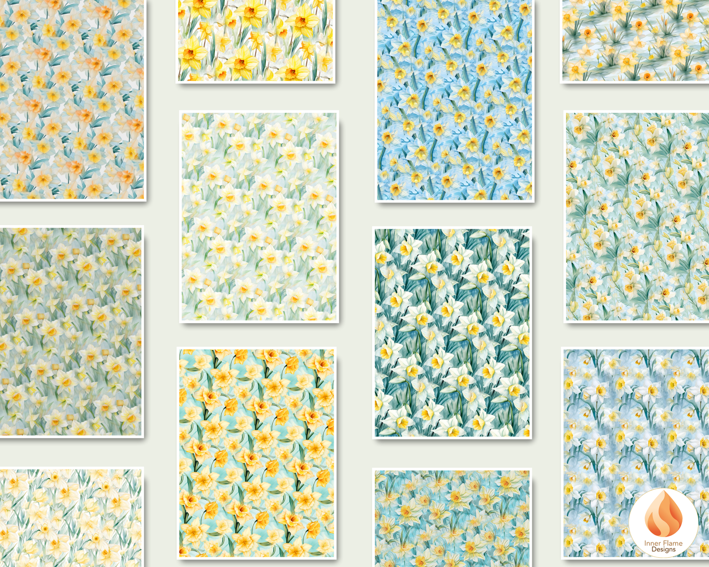 Watercolour Daffodil Floral Surface Patterns | Seamless Patterns for Wallpaper, Textiles, Packaging and Digital Designs