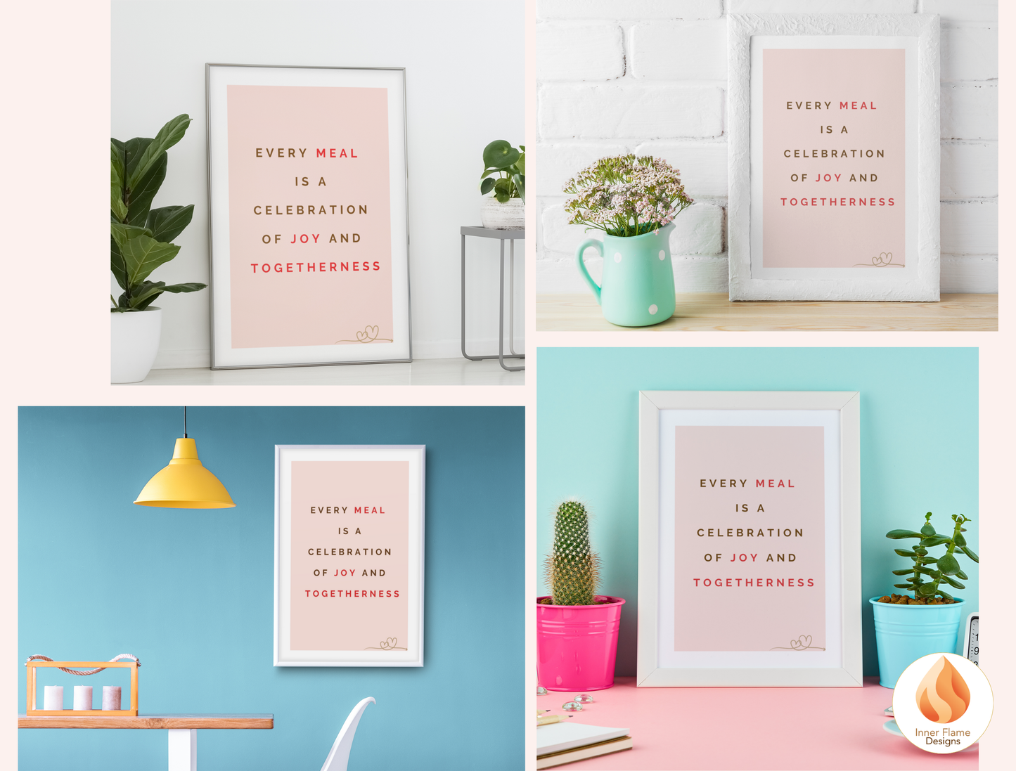 Motivational Poster with Quote on Family and Togetherness 3- "Every Meal Is A Celebration Of Joy And Togetherness"
