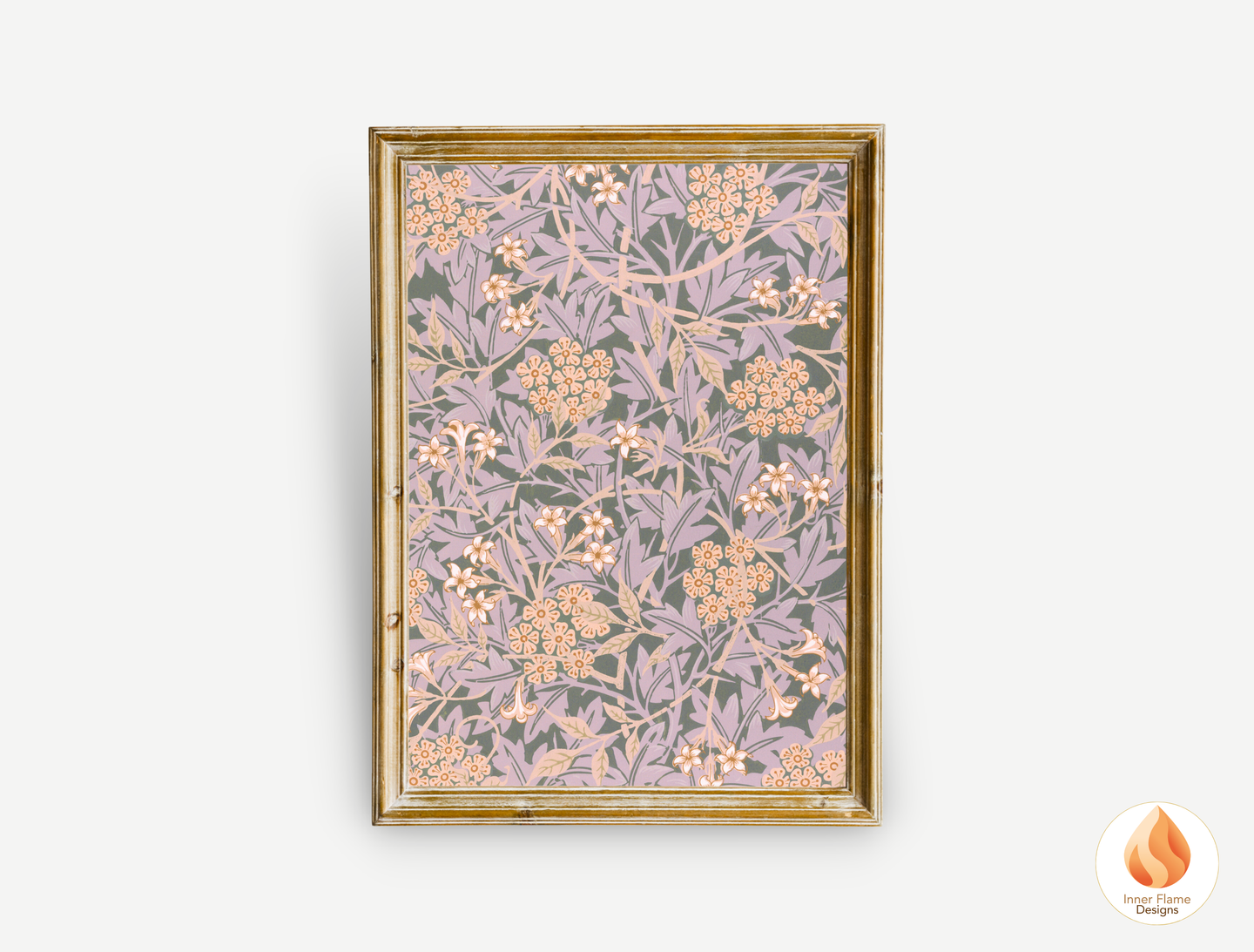 William Morris Inspired Designs - "Jasmine" | Abstract Botanical Art for Modern Home Design | Triptych Artwork