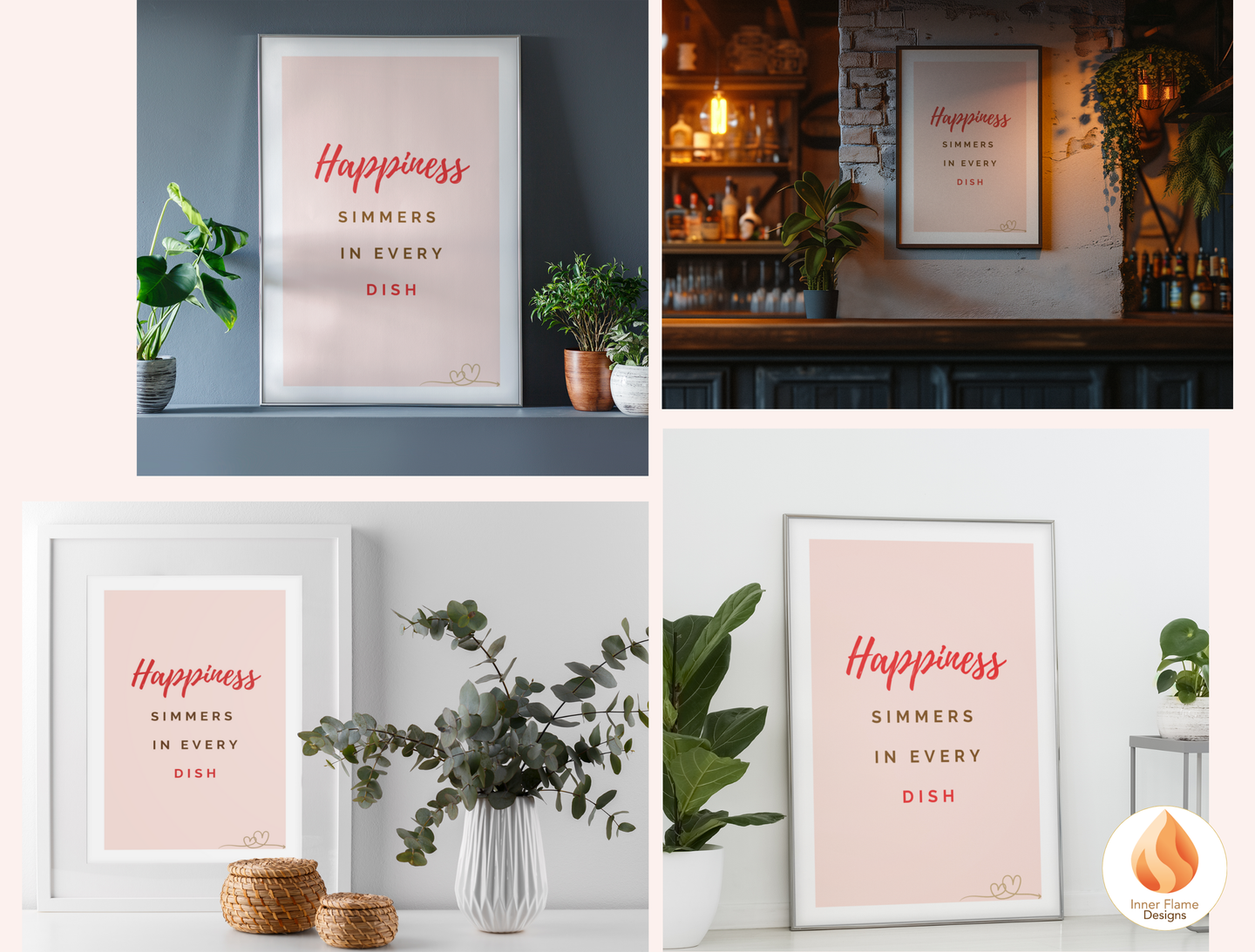 Motivational Poster with Quote on Family and Togetherness 4 - "Happiness Simmers In Every Dish"