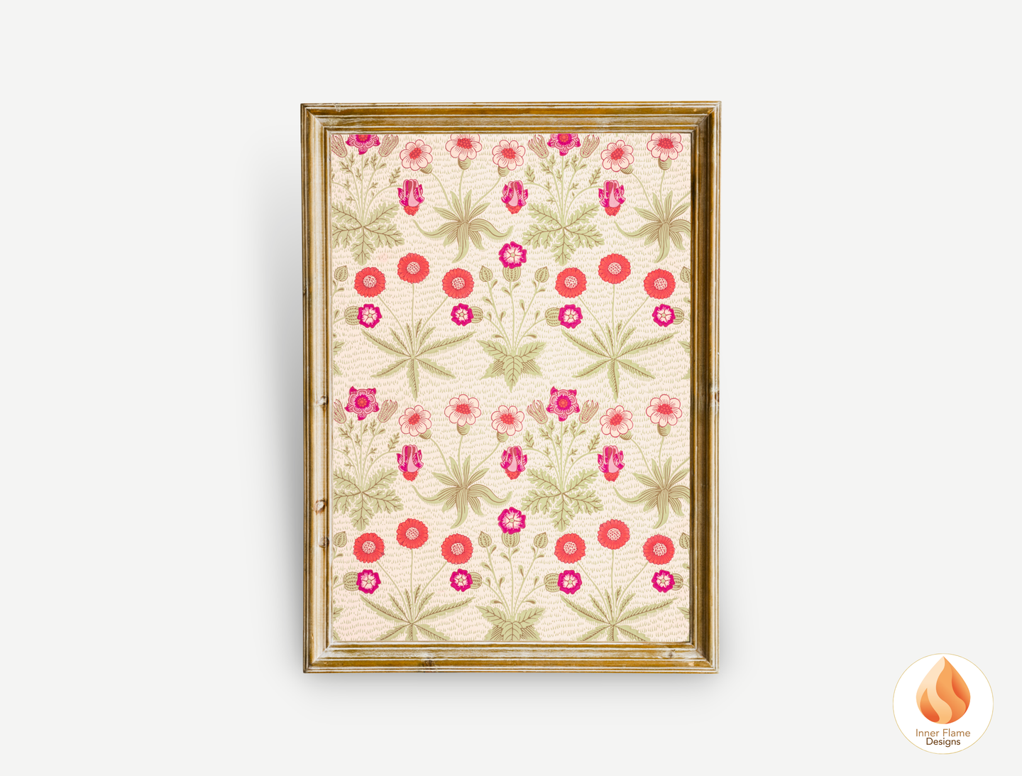 William Morris Inspired Designs - "Daisy" | Abstract Botanical Art for Modern Home Design | Triptych Artwork
