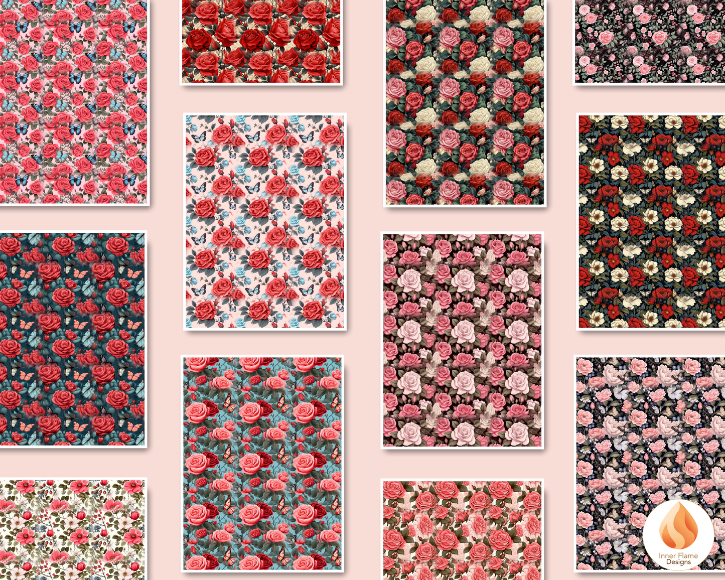 Bold Rose Floral Surface Patterns | Seamless Patterns for Wallpaper, Textiles, Packaging and Digital Designs
