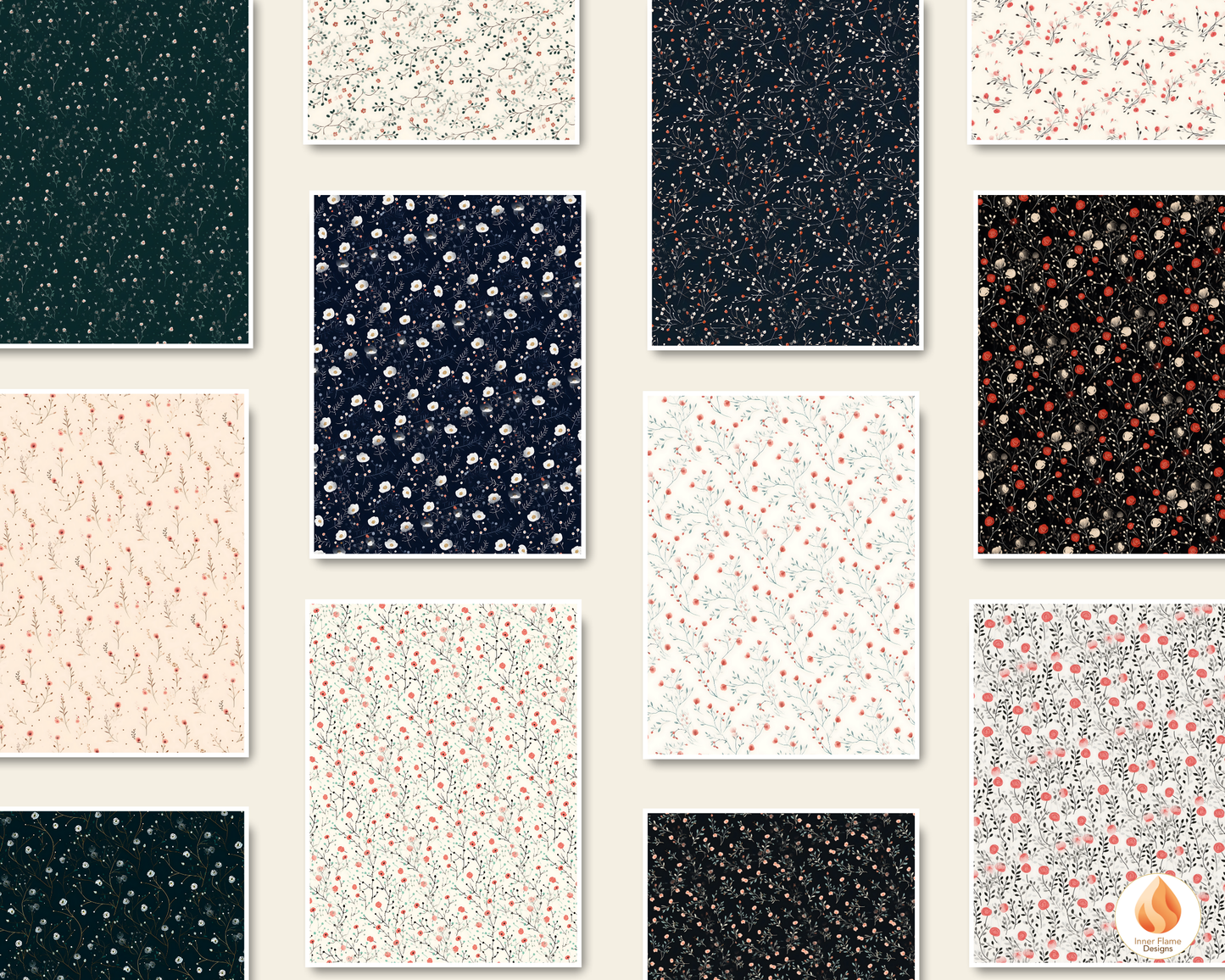 Minimalist Rose Floral Surface Patterns | Seamless Patterns for Wallpaper, Textiles, Packaging and Digital Designs