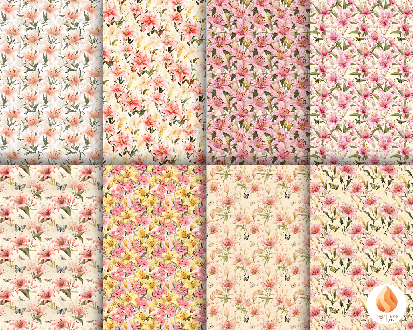 Spring Lily Floral Surface Patterns | Seamless Patterns for Wallpaper, Textiles, Packaging and Digital Designs