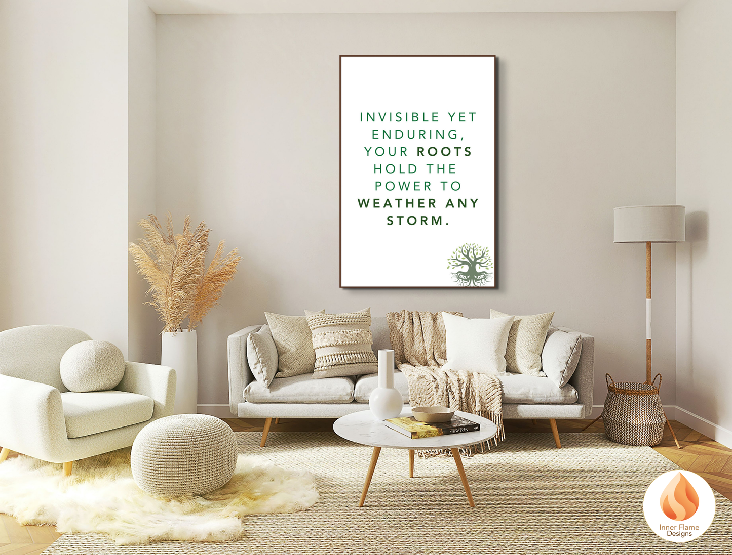 Motivational Poster with Nature-Inspired Quote 3 - "Invisible Yet Enduring, Your Roots Hold The Power To Weather Any Storm"