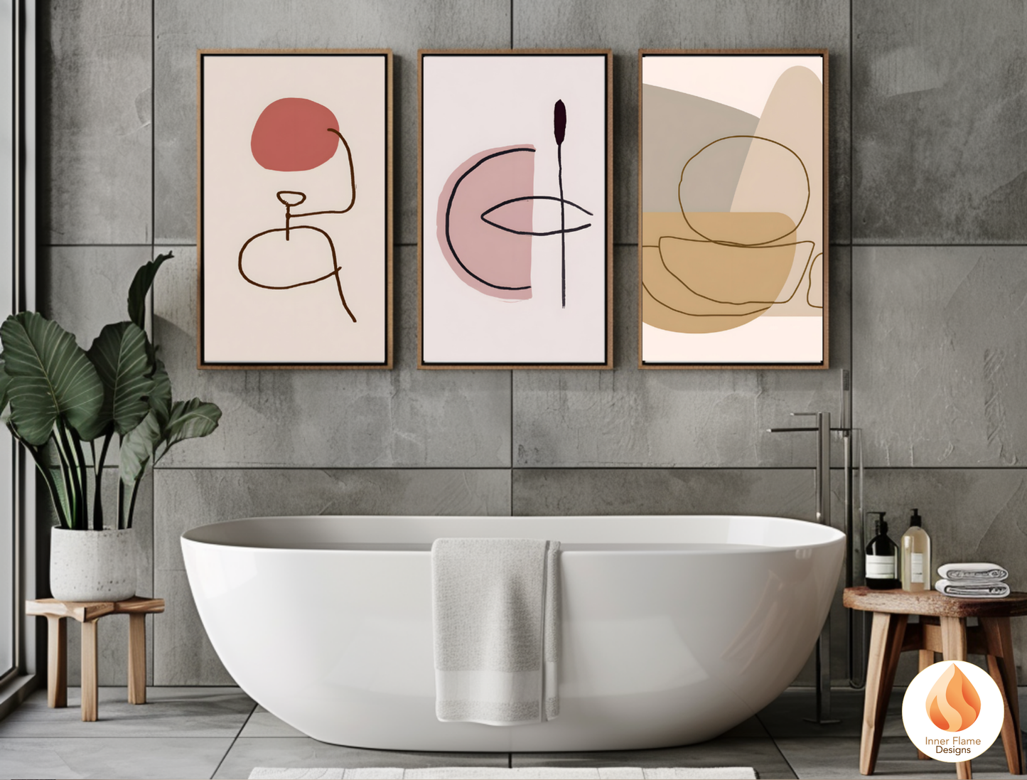 Eclectic Line Art for Modern Home Design | Triptych Artwork
