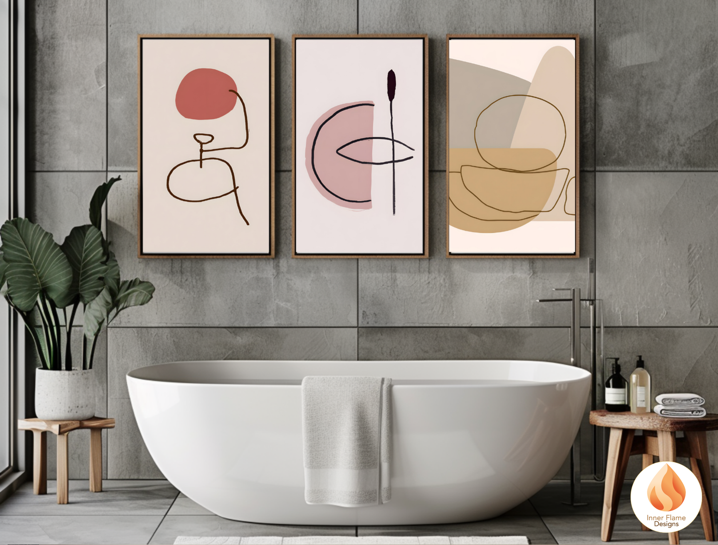 Eclectic Line Art for Modern Home Design | Triptych Artwork