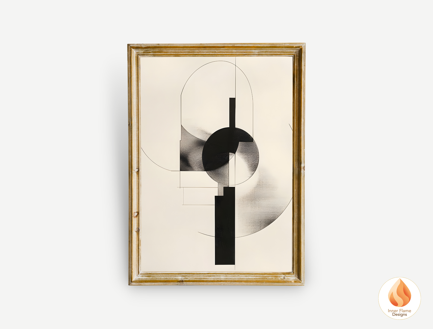 Monochromatic Geometric Artwork for Modern Home Design | Triptych Artwork