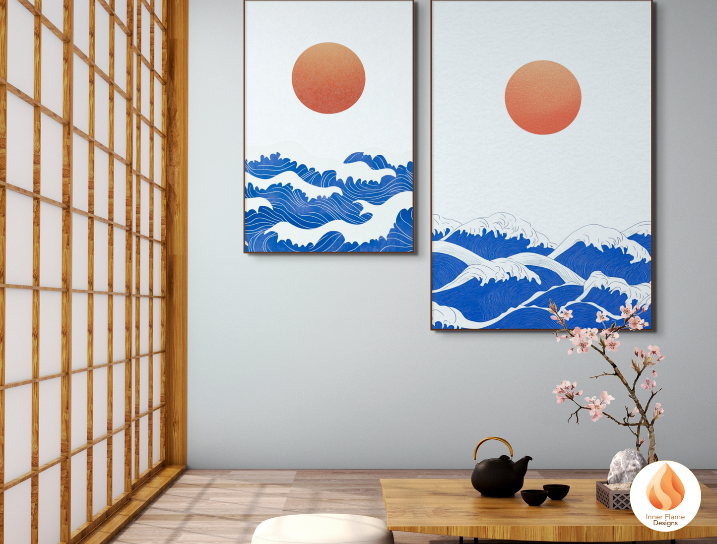 Vibrant Japandi Art for Modern Home Design | Diptych Artwork (Series 2)