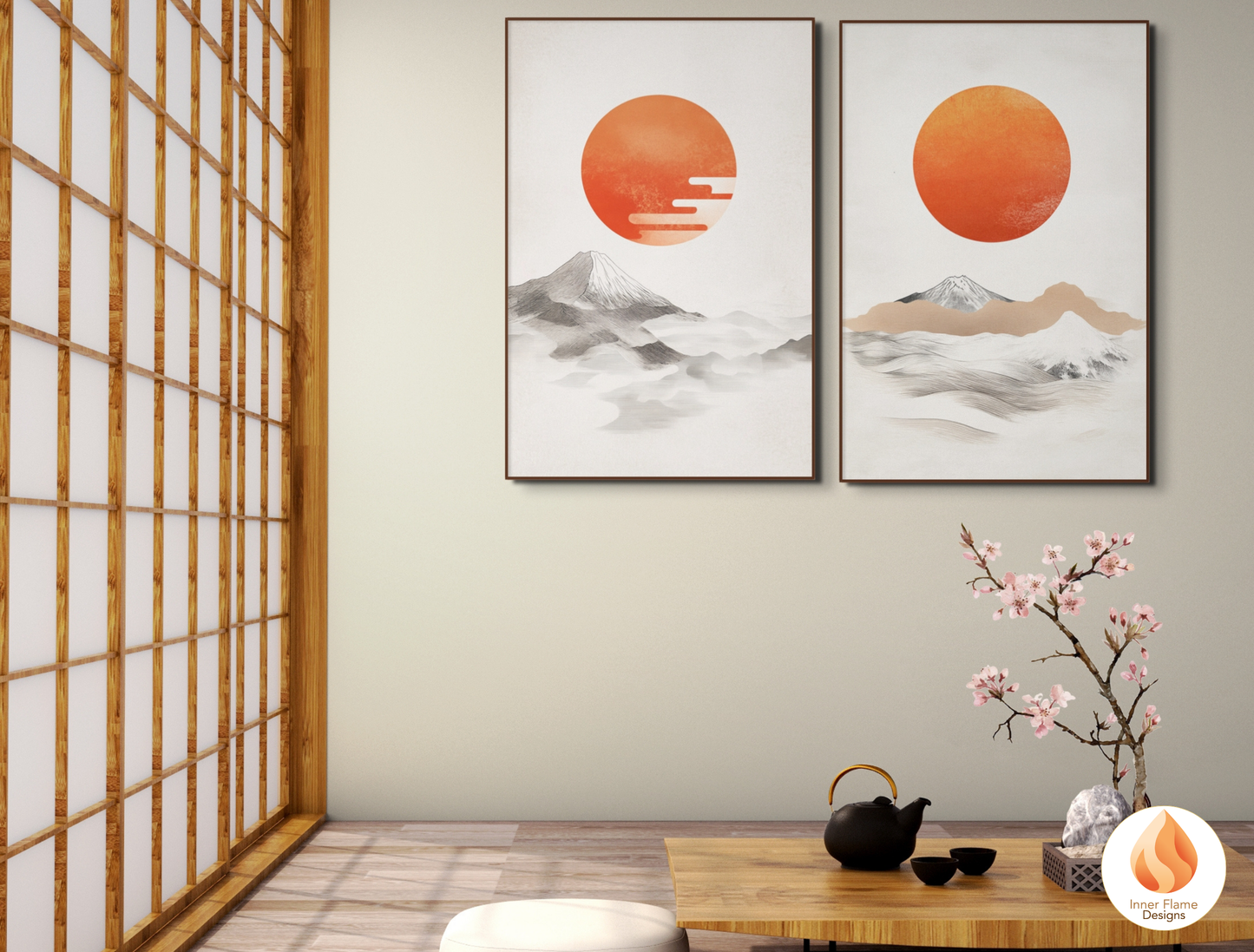 Harmonious Japandi Art for Modern Home Design | Diptych Artwork (Series 1)