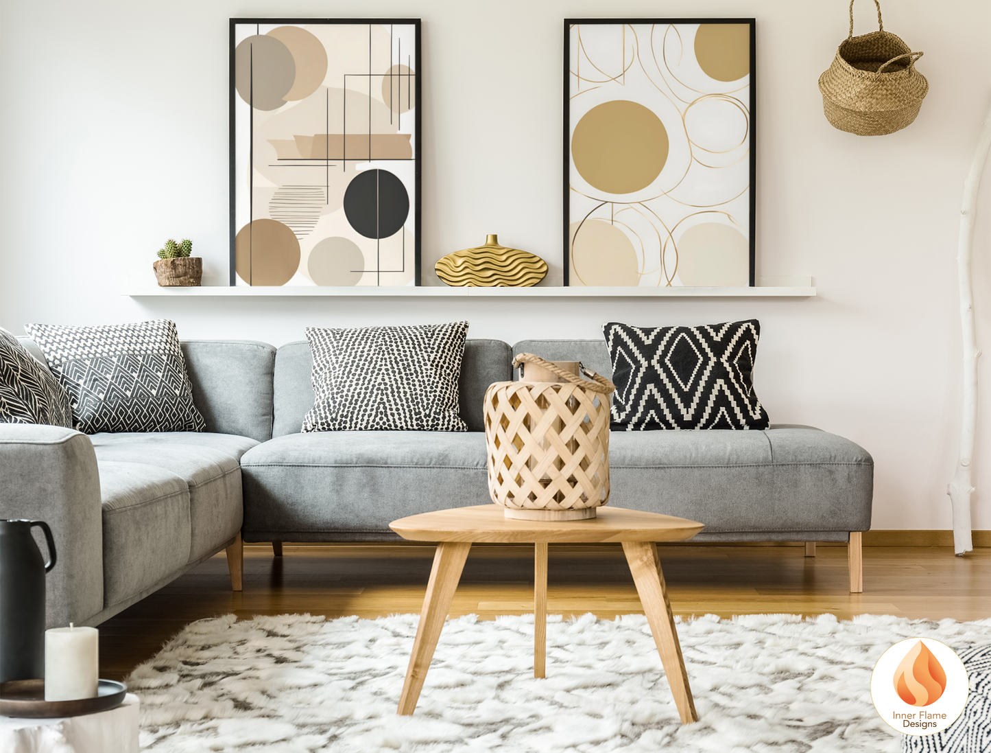 Classic Geometric Artwork for Modern Home Design | Diptych Artwork