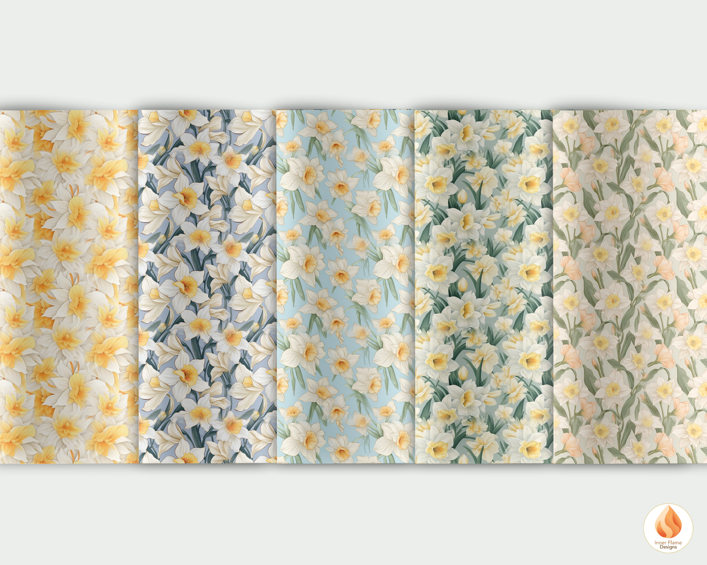 Spring Daffodil Floral Surface Patterns | Seamless Patterns for Wallpaper, Textiles, Packaging and Digital Designs