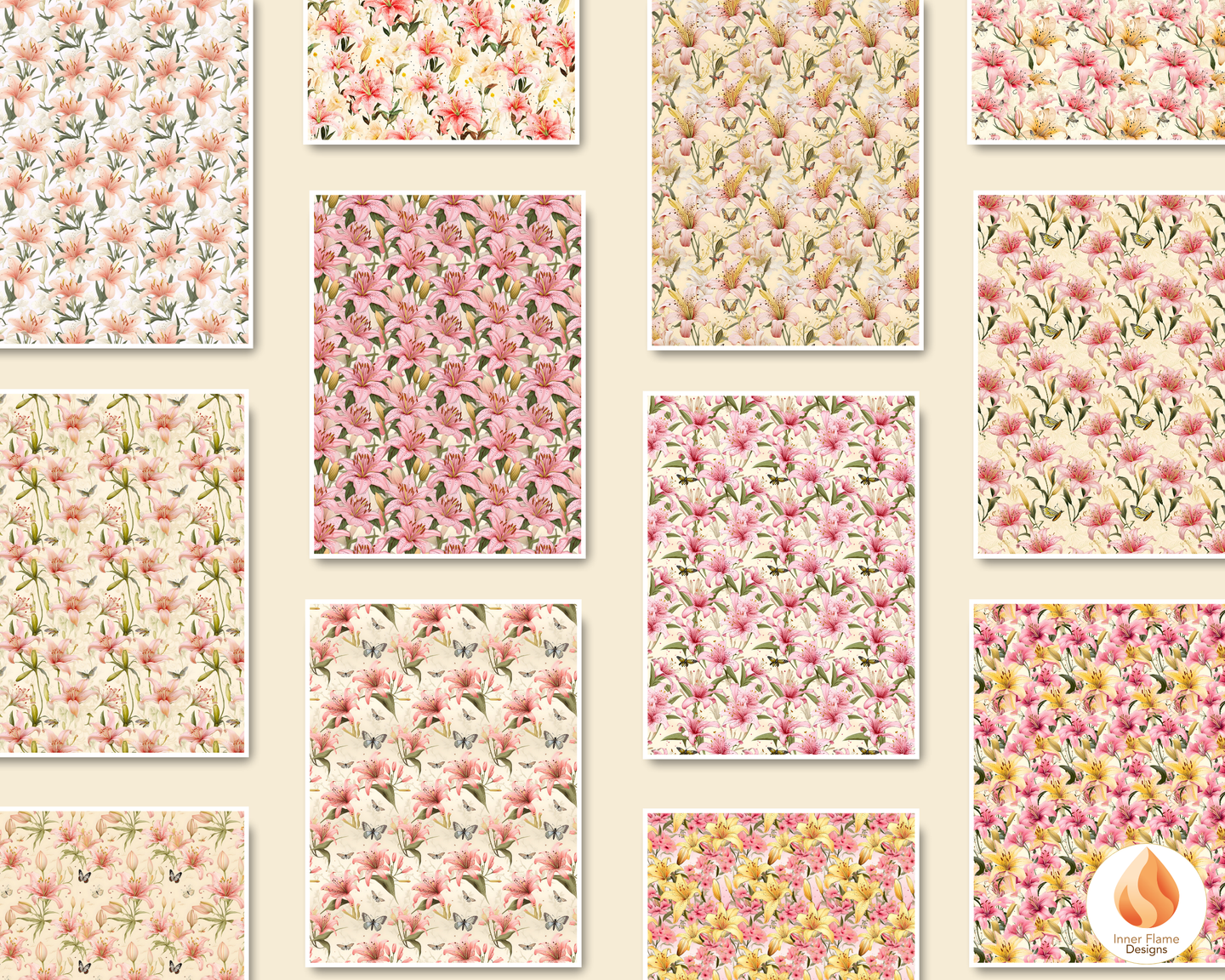 Spring Lily Floral Surface Patterns | Seamless Patterns for Wallpaper, Textiles, Packaging and Digital Designs