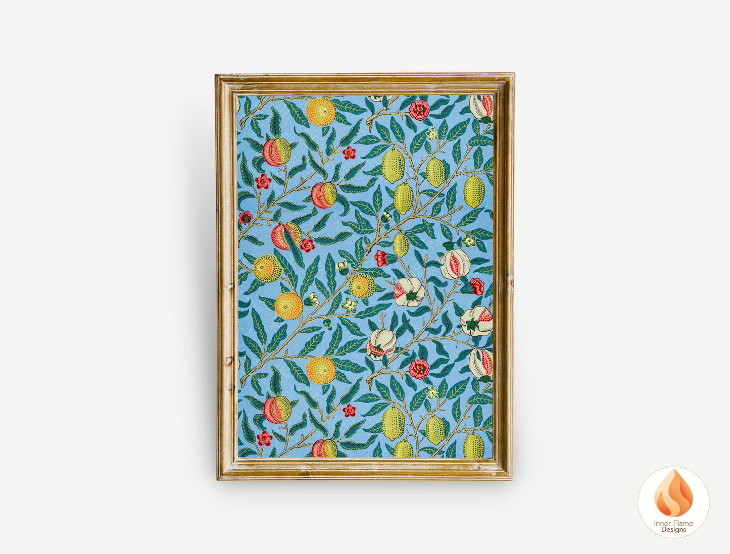 William Morris Inspired Designs - "Fruit (or Pomegranate)" | Abstract Botanical Art for Modern Home Design | Triptych Artwork