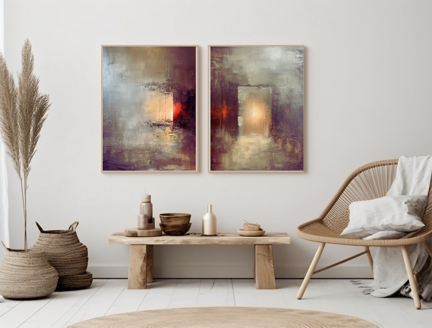 Contemplative Minimalist Art for Modern Home Design | Diptych Artwork