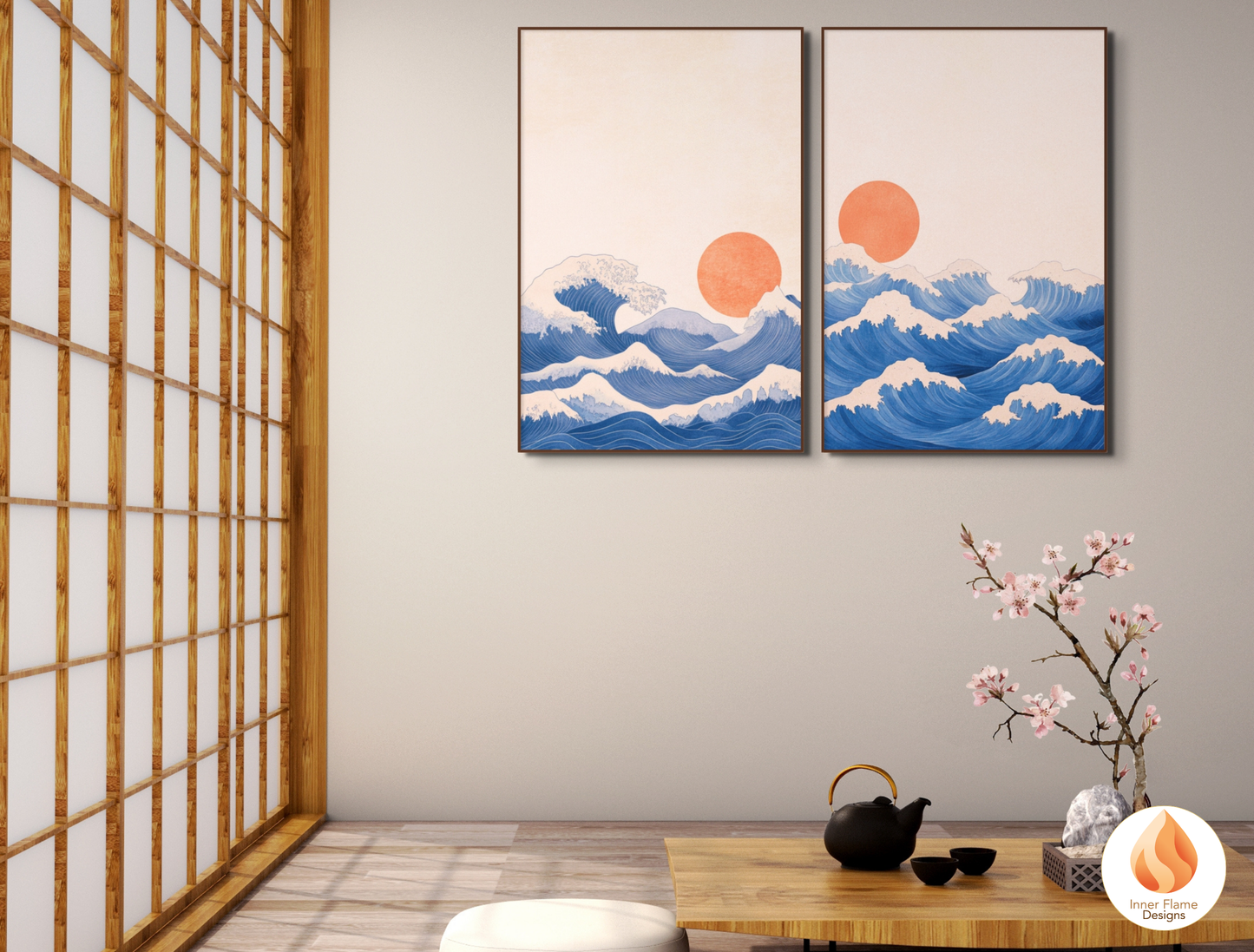 Vibrant Japandi Art for Modern Home Design | Diptych Artwork (Series 1)