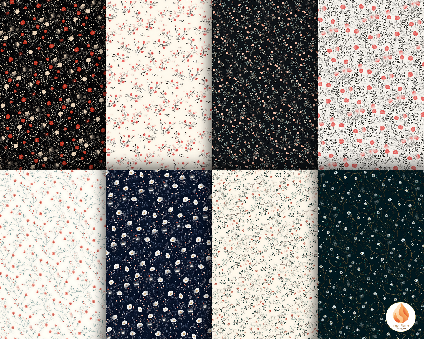 Minimalist Rose Floral Surface Patterns | Seamless Patterns for Wallpaper, Textiles, Packaging and Digital Designs