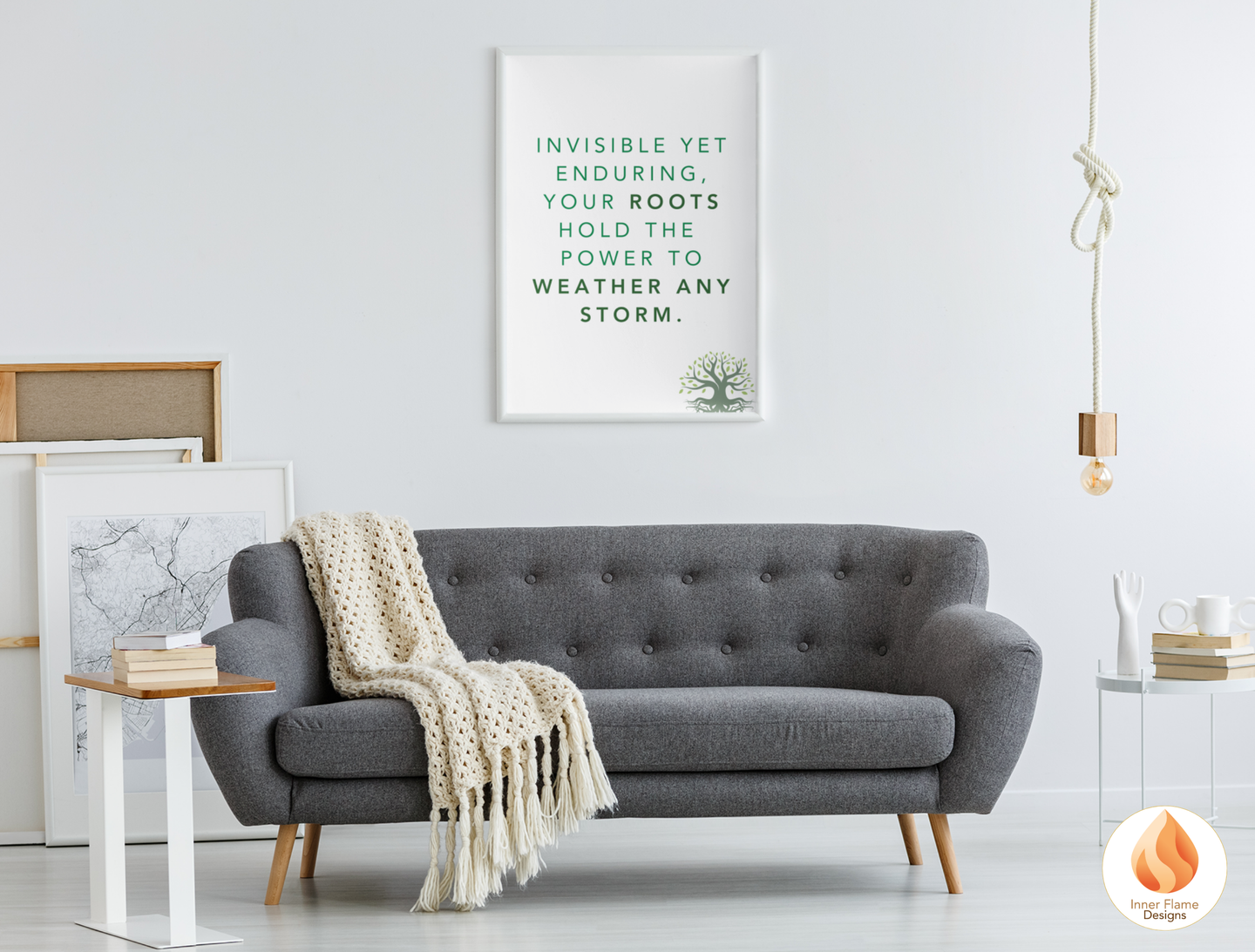 Motivational Poster with Nature-Inspired Quote 3 - "Invisible Yet Enduring, Your Roots Hold The Power To Weather Any Storm"