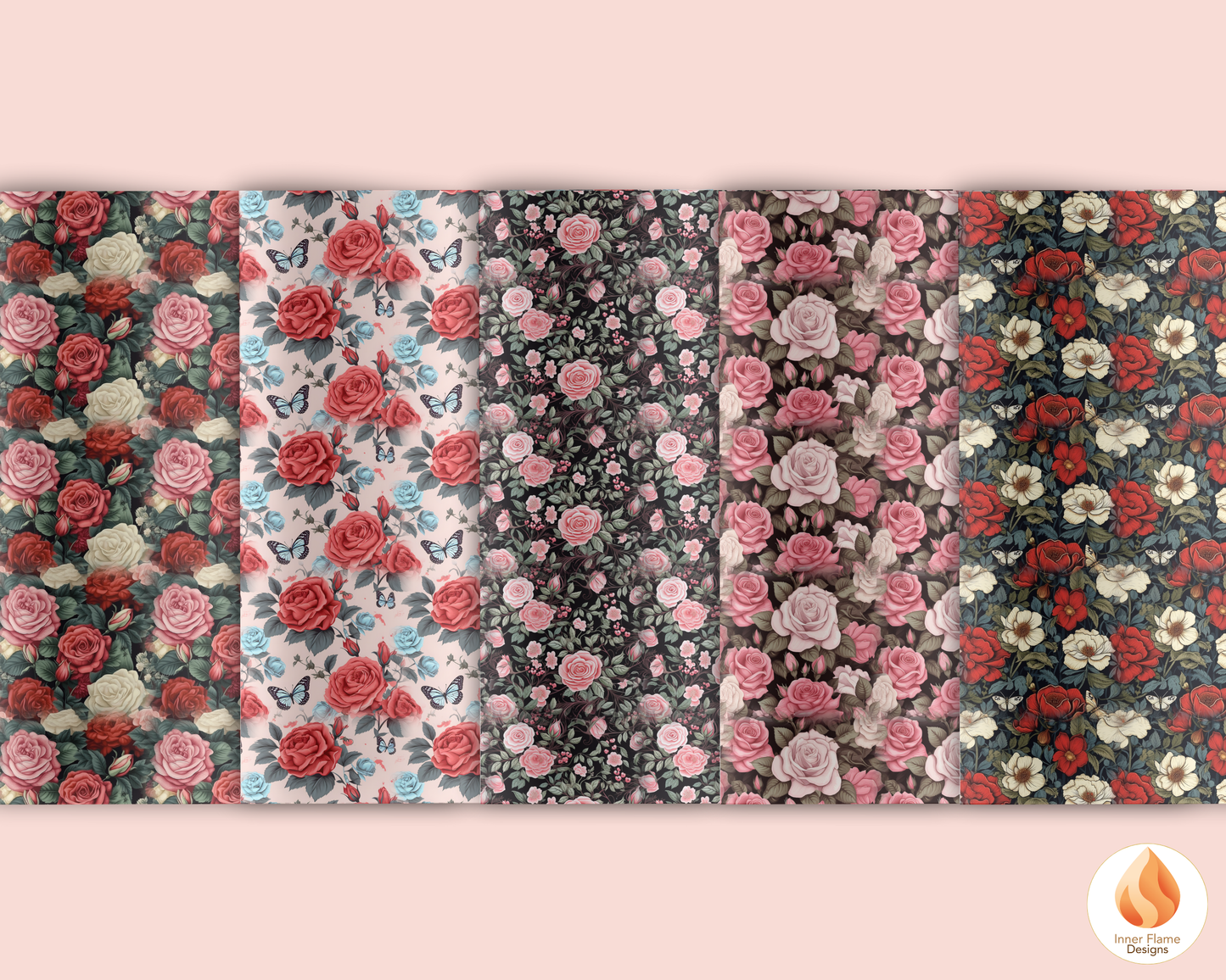 Bold Rose Floral Surface Patterns | Seamless Patterns for Wallpaper, Textiles, Packaging and Digital Designs