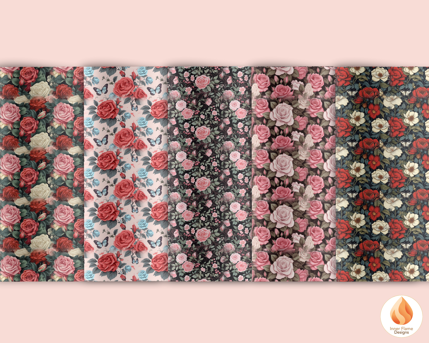 Bold Rose Floral Surface Patterns | Seamless Patterns for Wallpaper, Textiles, Packaging and Digital Designs