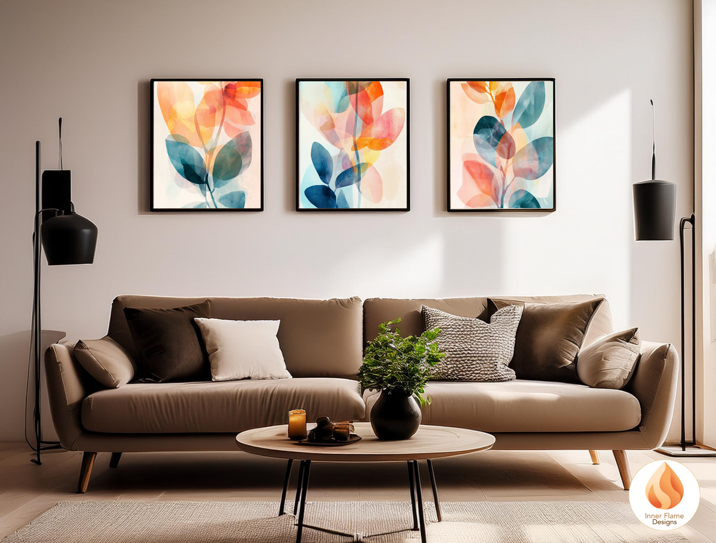Refreshing Flower Artwork for Modern Home Design | Triptych Artwork