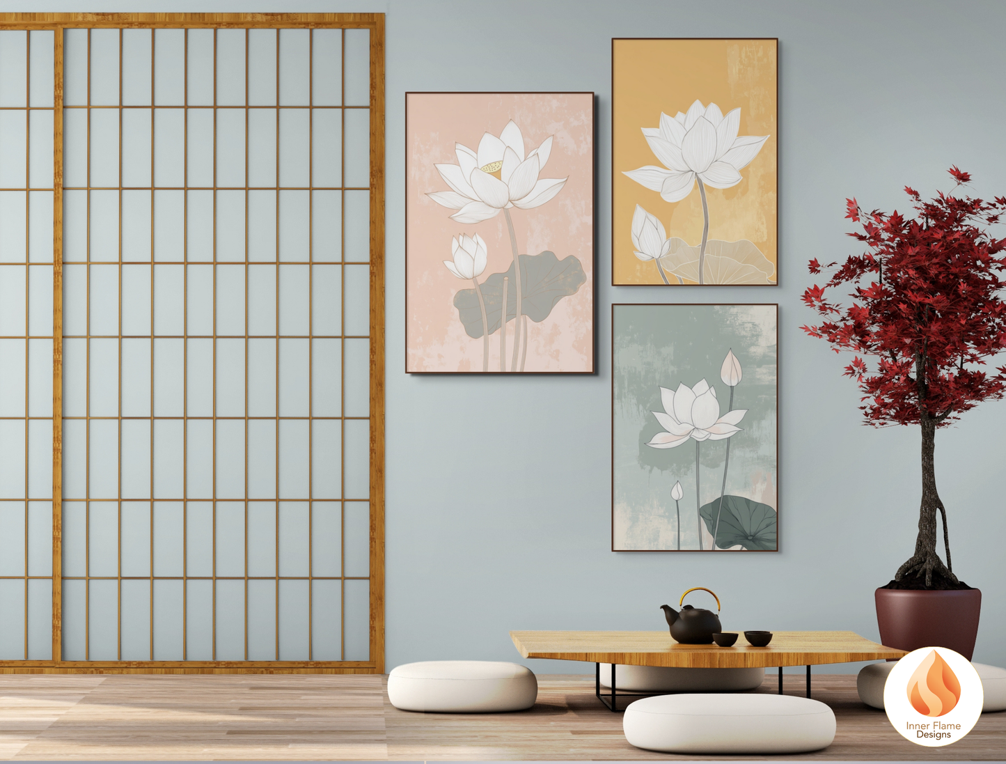 Subtle Japandi Art for Modern Home Design | Triptych Artwork (Series 4)