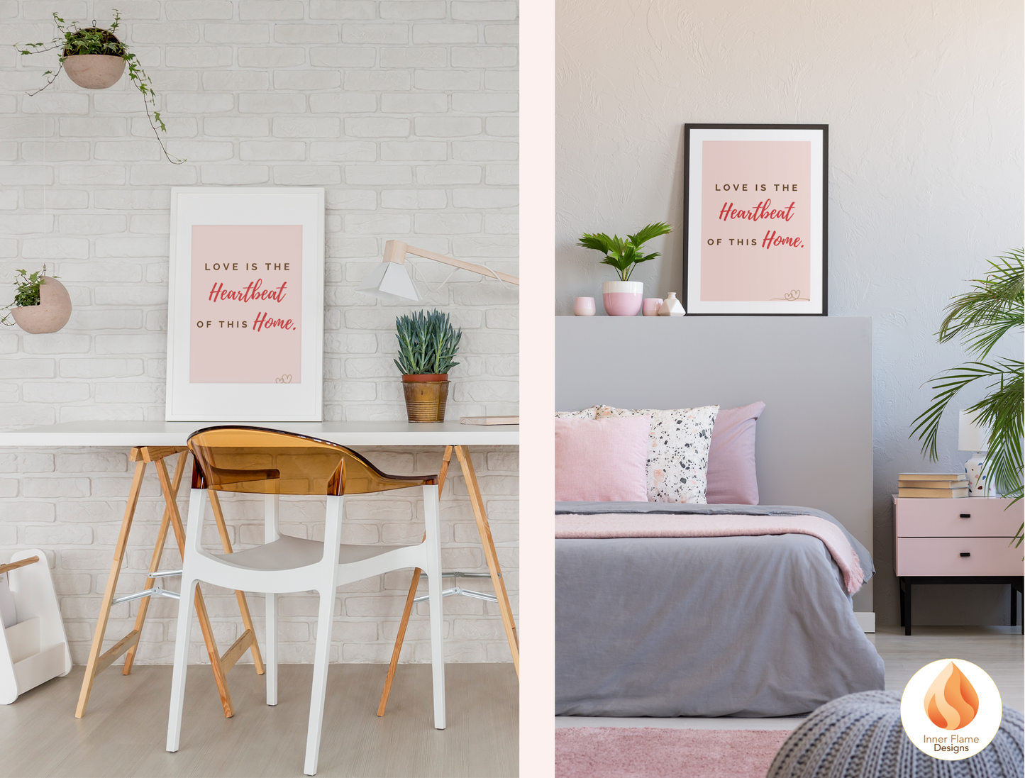 Motivational Poster with Love Inspirational Quote 4 - "Love Is The Heartbeat Of This Home"