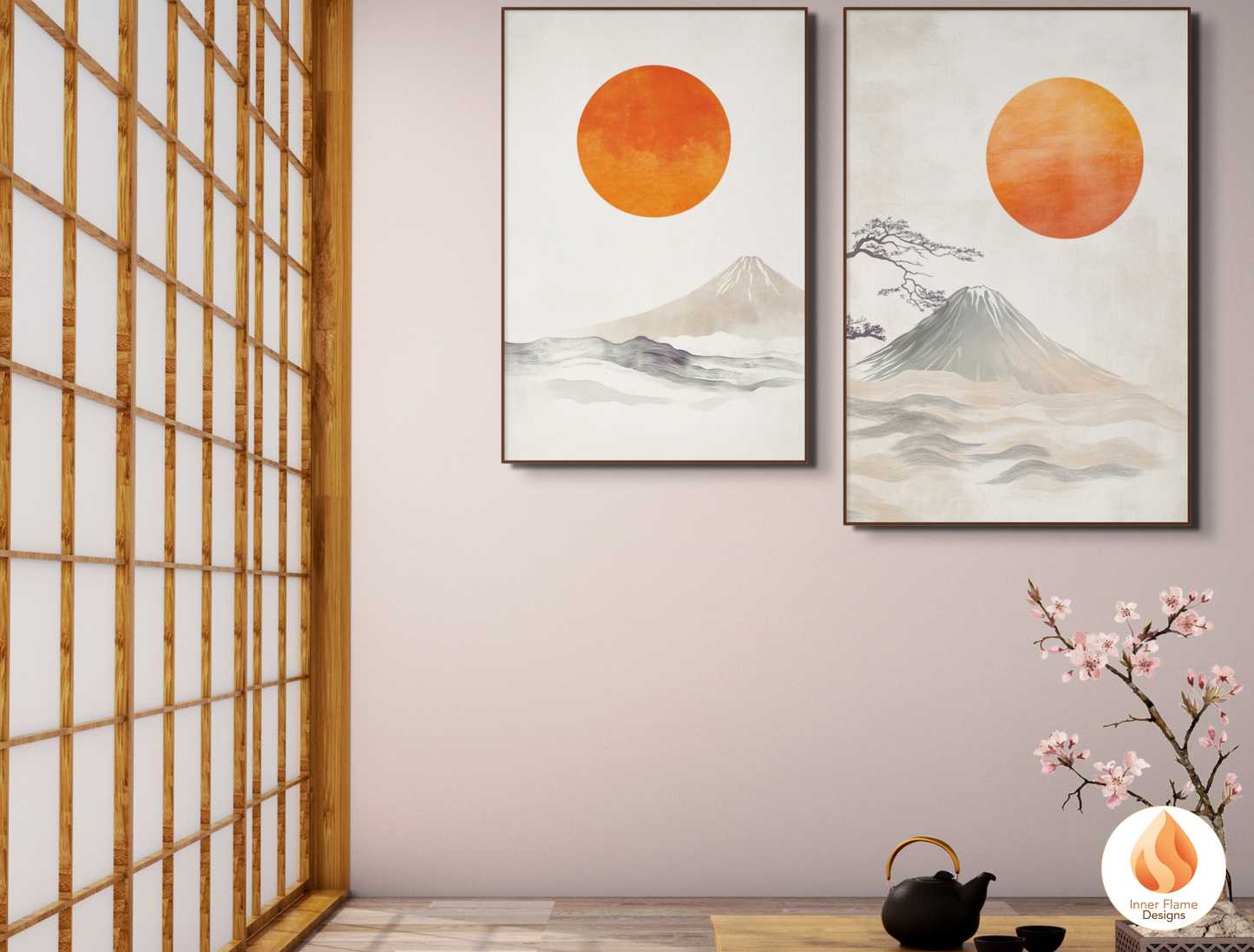Harmonious Japandi Art for Modern Home Design | Diptych Artwork (Series 2)