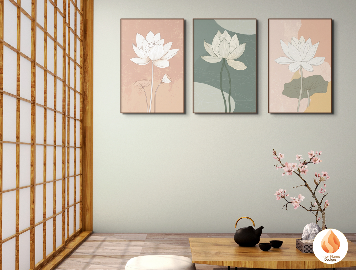 Subtle Japandi Art for Modern Home Design | Triptych Artwork (Series 3)