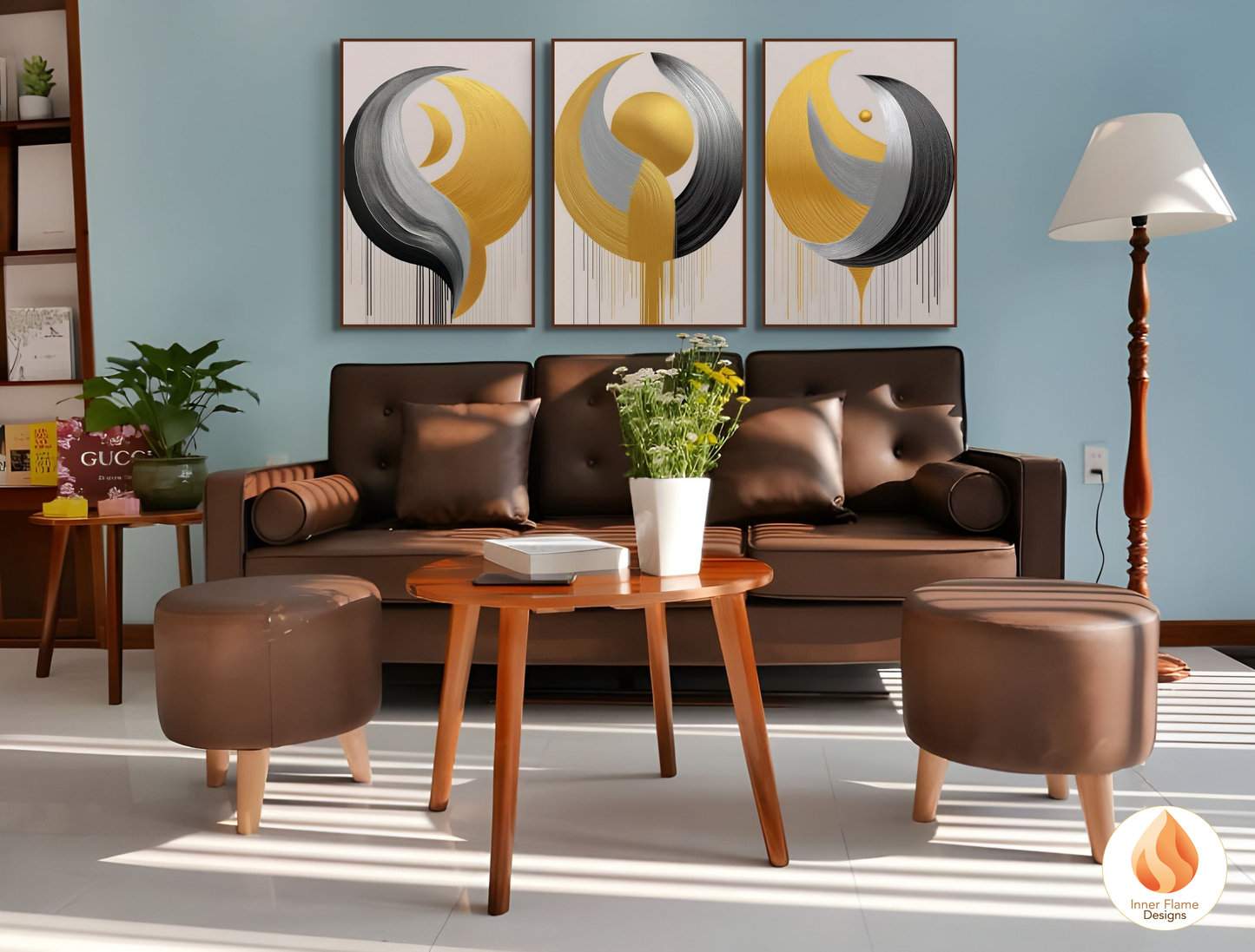 Futuristic Geometric Artwork for Modern Home Design | Triptych Artwork