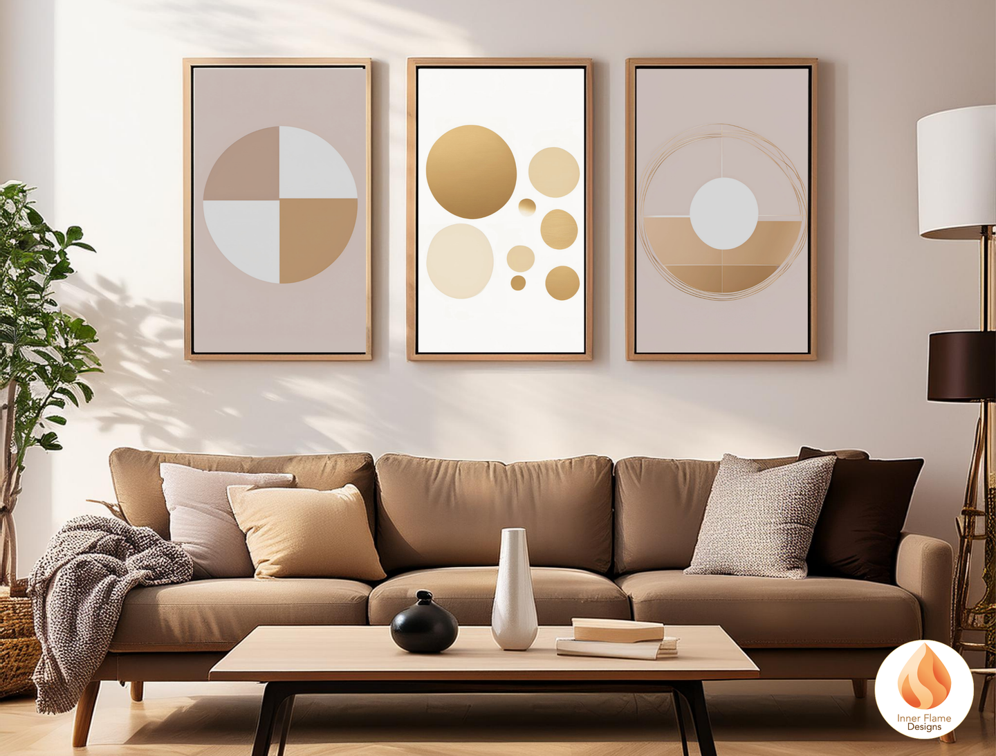 Sophisticated Geometric Artwork for Modern Home Design | Triptych Artwork