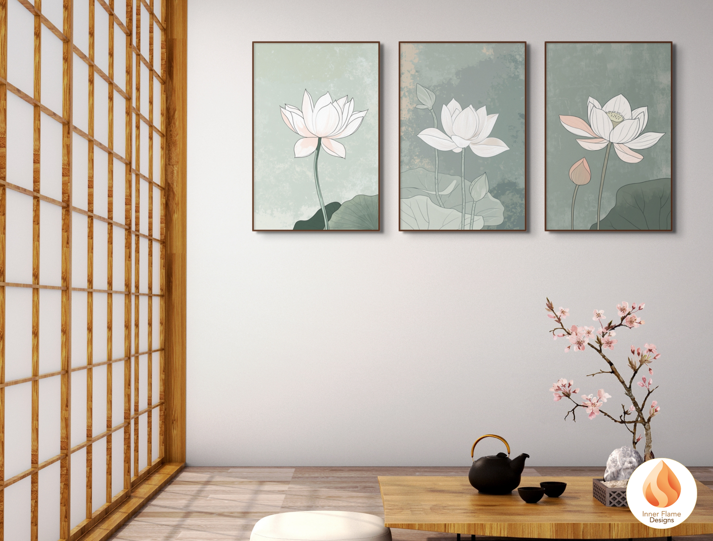 Subtle Japandi Art for Modern Home Design | Triptych Artwork (Series 5)