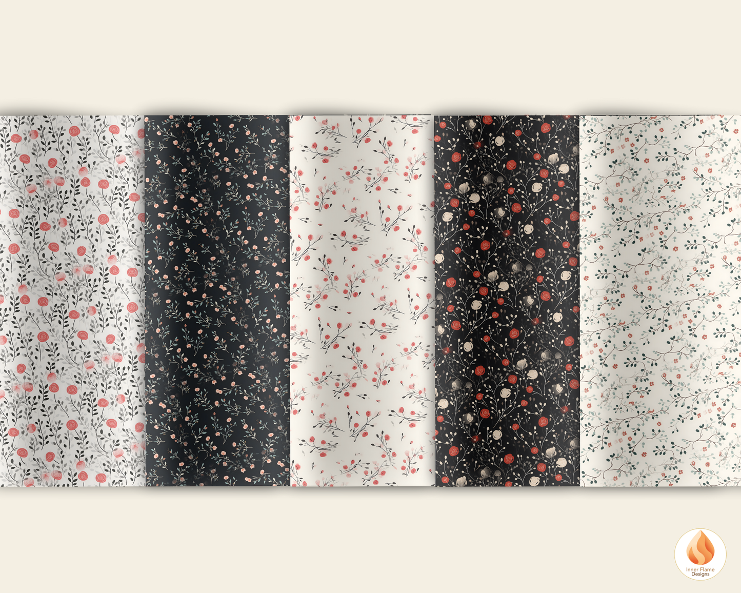 Minimalist Rose Floral Surface Patterns | Seamless Patterns for Wallpaper, Textiles, Packaging and Digital Designs