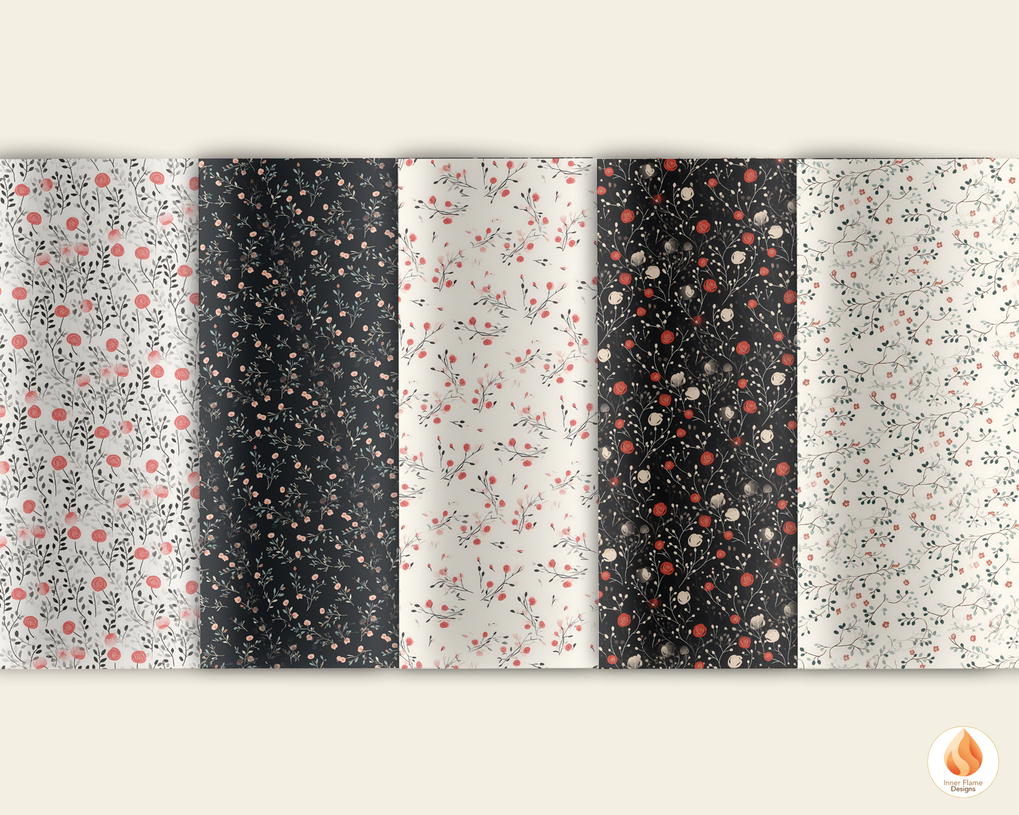 Minimalist Rose Floral Surface Patterns | Seamless Patterns for Wallpaper, Textiles, Packaging and Digital Designs