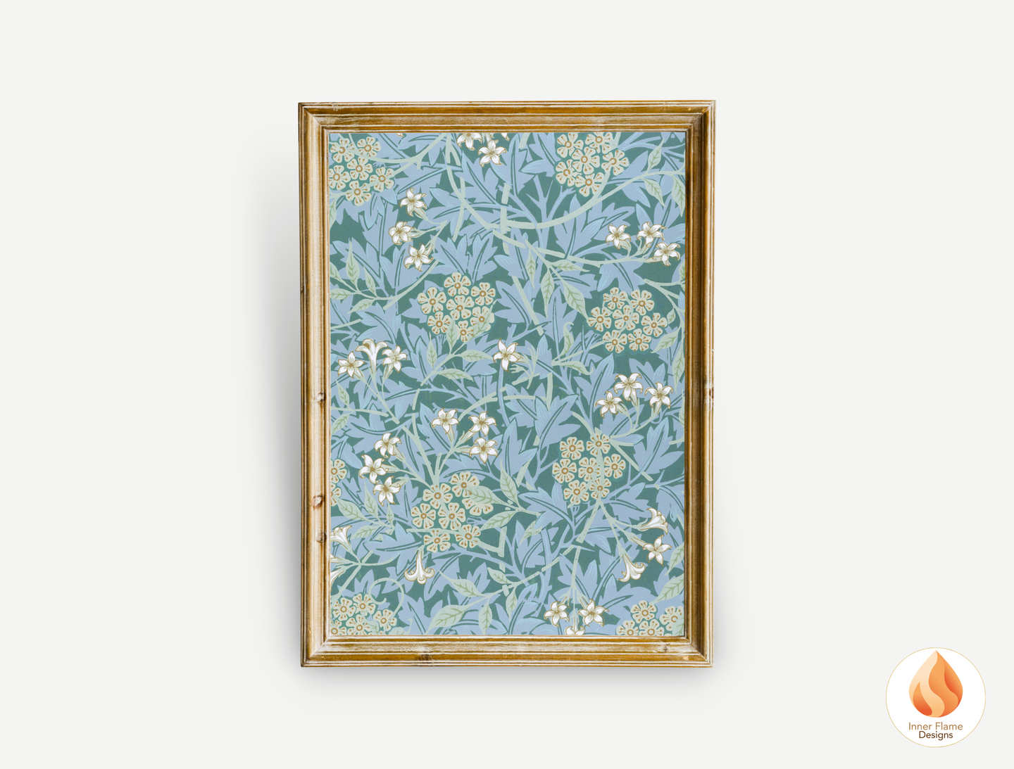 William Morris Inspired Designs - "Jasmine" | Abstract Botanical Art for Modern Home Design | Triptych Artwork