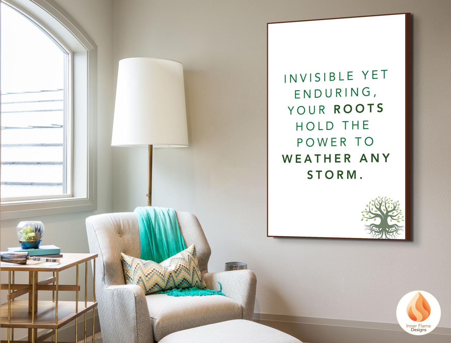 Motivational Poster with Nature-Inspired Quote 3 - "Invisible Yet Enduring, Your Roots Hold The Power To Weather Any Storm"