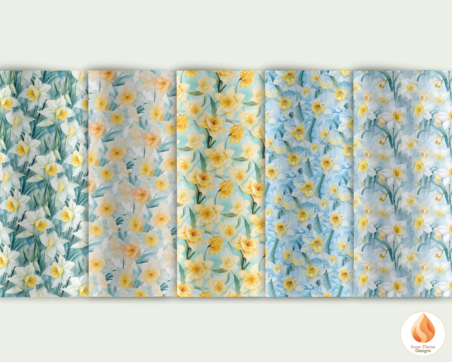 Watercolour Daffodil Floral Surface Patterns | Seamless Patterns for Wallpaper, Textiles, Packaging and Digital Designs