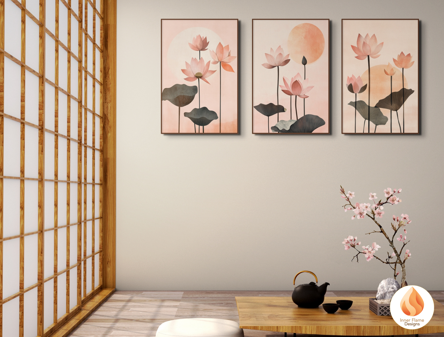 Exquisite Japandi Art for Modern Home Design | Triptych Artwork
